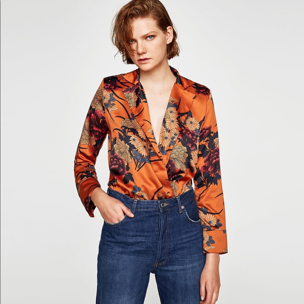 Zara Sateen Printed Bodysuit